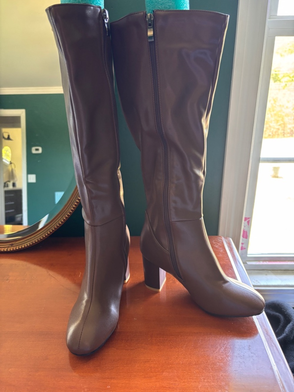 Amazon Brown Over-the-Knee Block Heel Boots